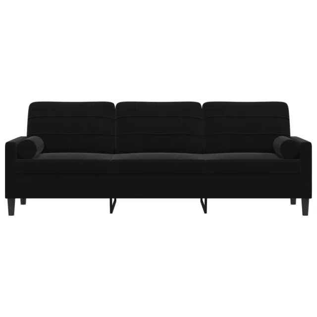 Canapé 3 places avec oreillers décoratifs noir 210 cm velours