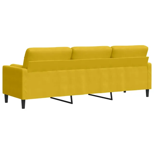 Canapé 3 places avec oreillers décoratifs jaune 210 cm velours