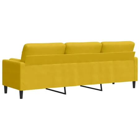 Canapé 3 places avec oreillers décoratifs jaune 210 cm velours