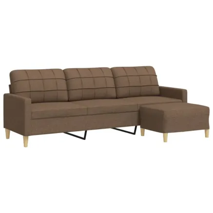 Canapé à 3 places avec repose-pieds Marron 210 cm Tissu 2