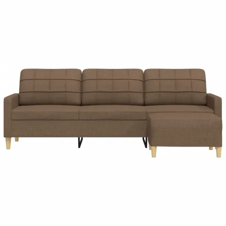 Canapé à 3 places avec repose-pieds Marron 210 cm Tissu
