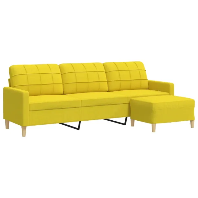 Canapé à 3 places avec repose-pieds Jaune clair 210 cm Tissu