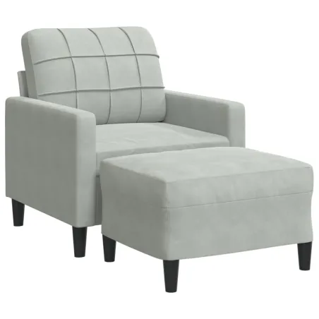 Fauteuil avec repose-pied Gris clair 60 cm Velours