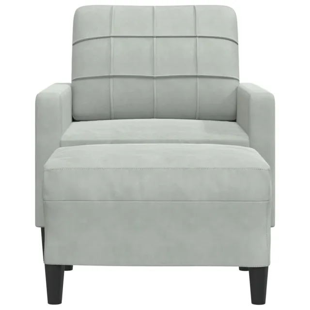 Fauteuil avec repose-pied Gris clair 60 cm Velours