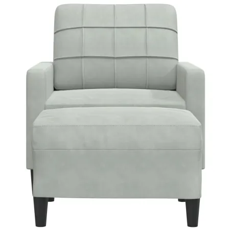 Fauteuil avec repose-pied Gris clair 60 cm Velours