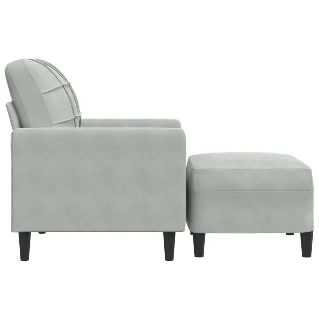 Fauteuil avec repose-pied Gris clair 60 cm Velours