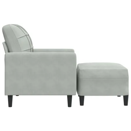 Fauteuil avec repose-pied Gris clair 60 cm Velours