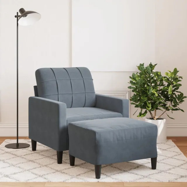 Fauteuil avec repose-pied Gris foncé 60 cm Velours