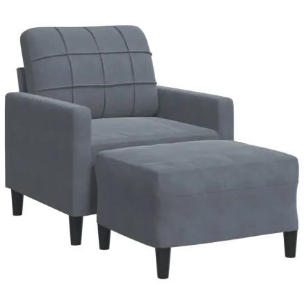 Fauteuil avec repose-pied Gris foncé 60 cm Velours 2