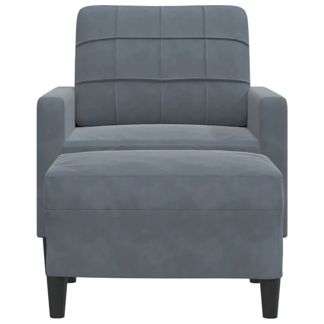 Fauteuil avec repose-pied Gris foncé 60 cm Velours