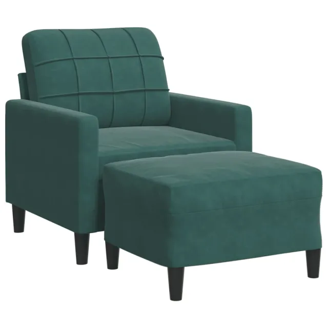 Fauteuil avec repose-pied Vert foncé 60 cm Velours