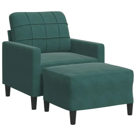 Fauteuil avec repose-pied Vert foncé 60 cm Velours