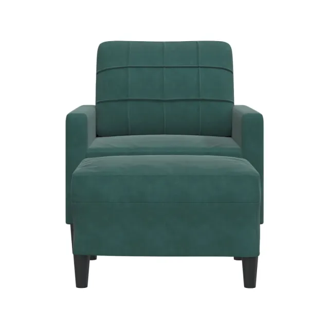 Fauteuil avec repose-pied Vert foncé 60 cm Velours