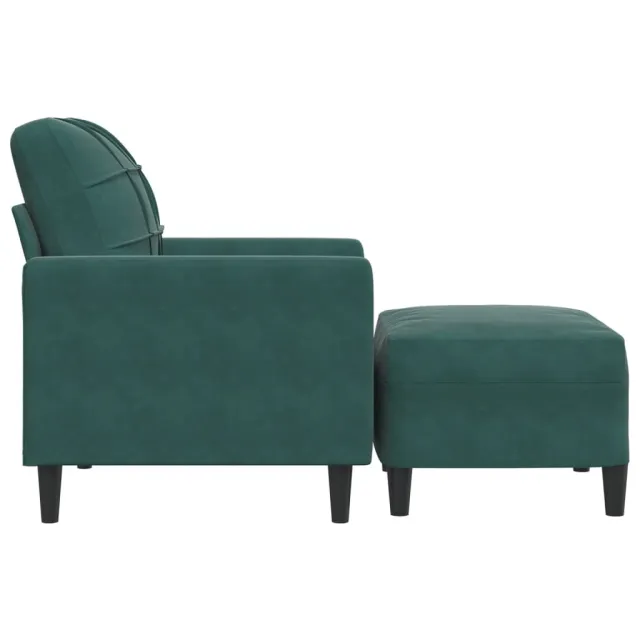 Fauteuil avec repose-pied Vert foncé 60 cm Velours