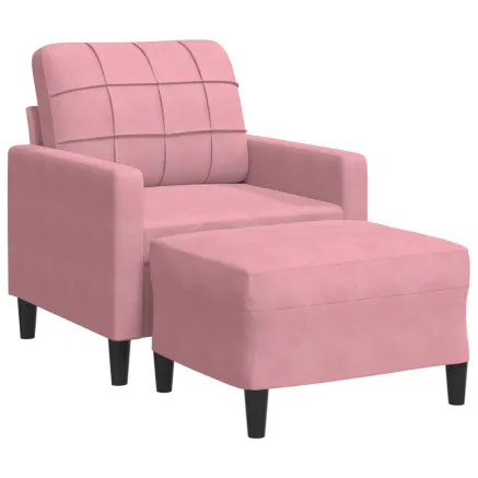 Fauteuil avec repose-pied Rose 60 cm Velours 2