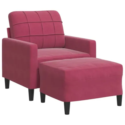 Fauteuil avec repose-pied Rouge bordeaux 60 cm Velours 2