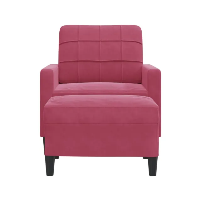 Fauteuil avec repose-pied Rouge bordeaux 60 cm Velours