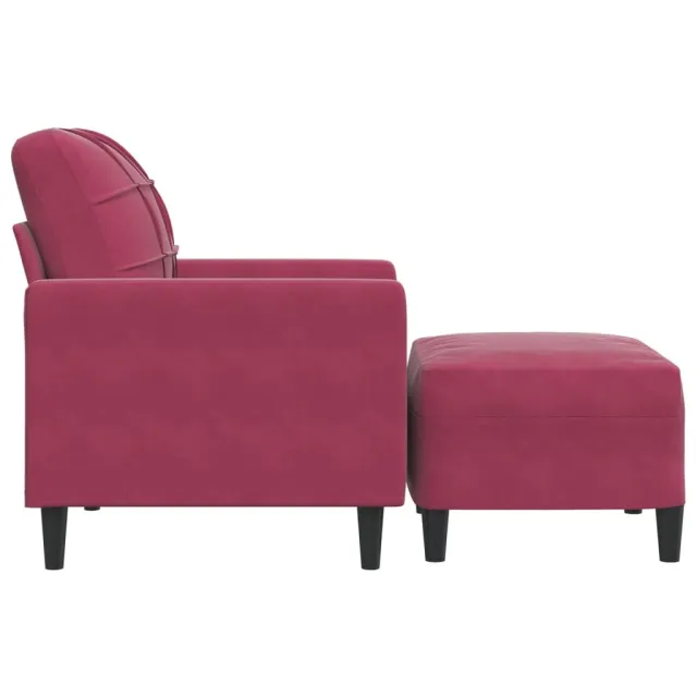 Fauteuil avec repose-pied Rouge bordeaux 60 cm Velours