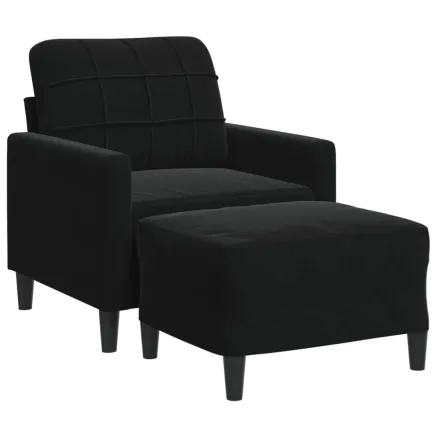 Fauteuil avec repose-pied Noir 60 cm Velours 2