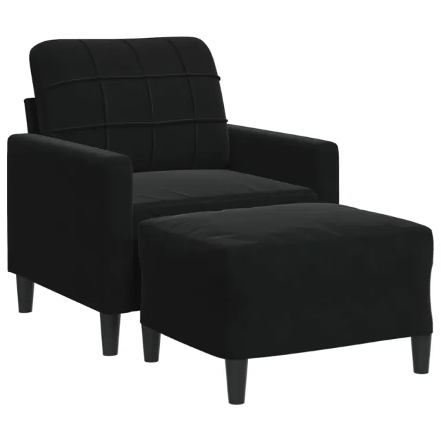 Fauteuil avec repose-pied Noir 60 cm Velours