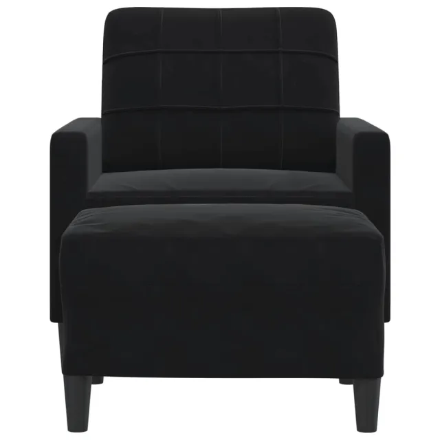 Fauteuil avec repose-pied Noir 60 cm Velours