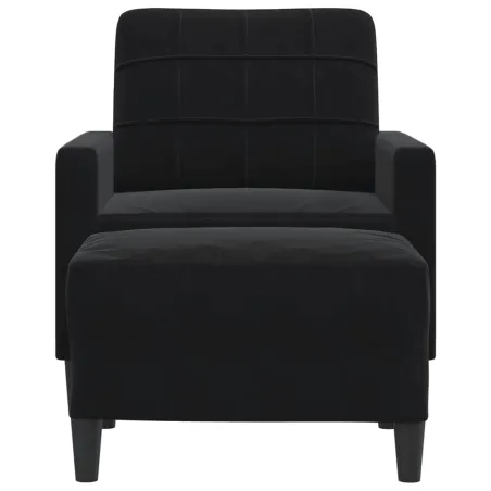 Fauteuil avec repose-pied Noir 60 cm Velours