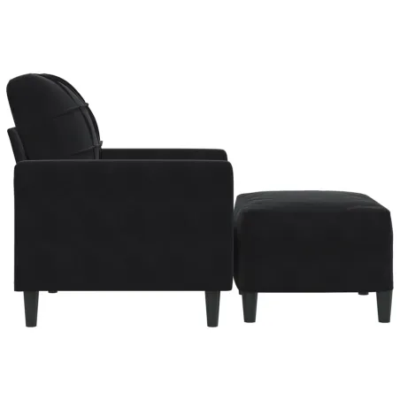 Fauteuil avec repose-pied Noir 60 cm Velours