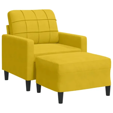 Fauteuil avec repose-pied jaune 60 cm velours 2