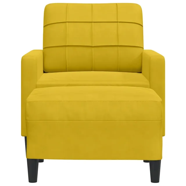 Fauteuil avec repose-pied jaune 60 cm velours