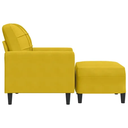 Fauteuil avec repose-pied jaune 60 cm velours
