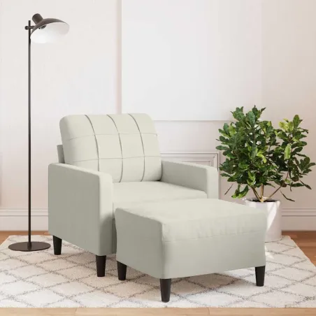 Fauteuil avec repose-pied Crème 60 cm Velours