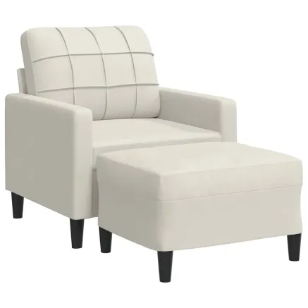 Fauteuil avec repose-pied Crème 60 cm Velours 2