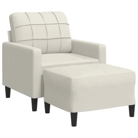Fauteuil avec repose-pied Crème 60 cm Velours