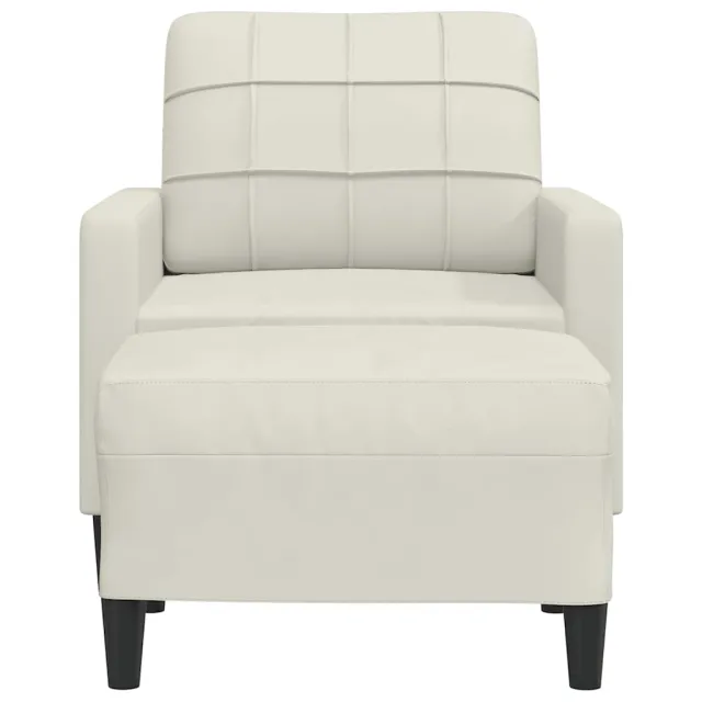 Fauteuil avec repose-pied Crème 60 cm Velours