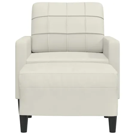 Fauteuil avec repose-pied Crème 60 cm Velours
