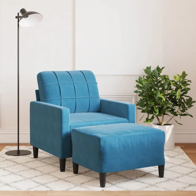 Fauteuil avec repose-pied Bleu 60 cm Velours