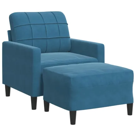 Fauteuil avec repose-pied Bleu 60 cm Velours 2