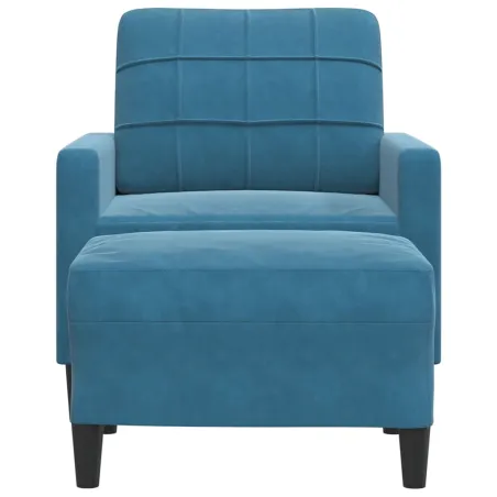 Fauteuil avec repose-pied Bleu 60 cm Velours