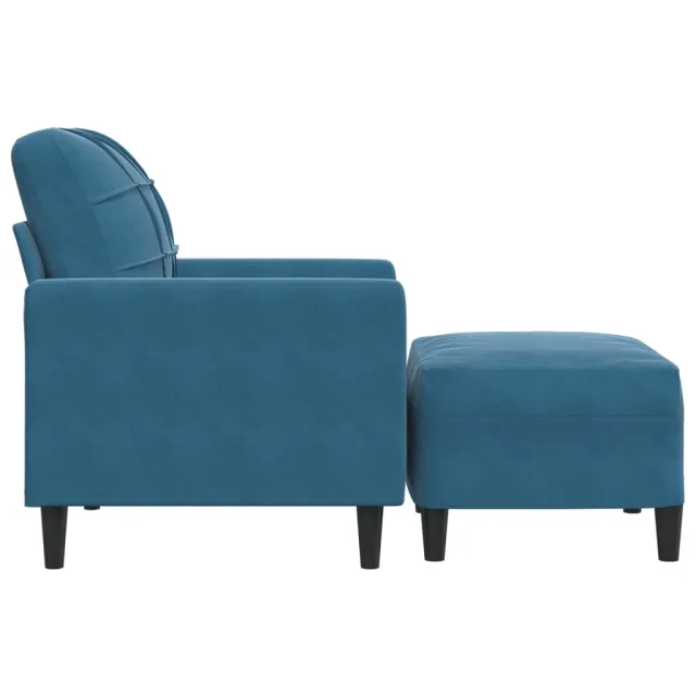 Fauteuil avec repose-pied Bleu 60 cm Velours