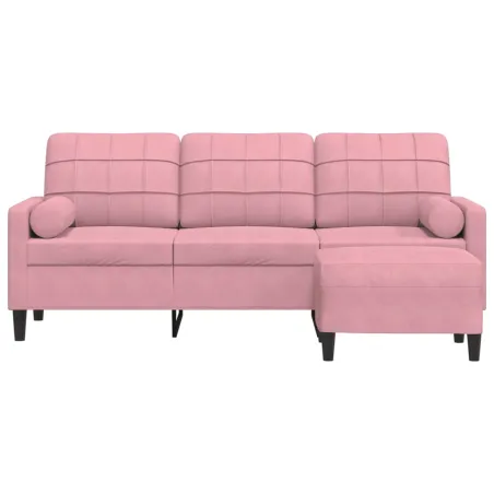 Canapé à 3 places avec repose-pieds Rose 180 cm Velours