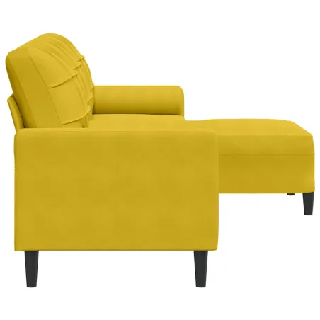 Canapé à 3 places avec repose-pied jaune 210 cm velours