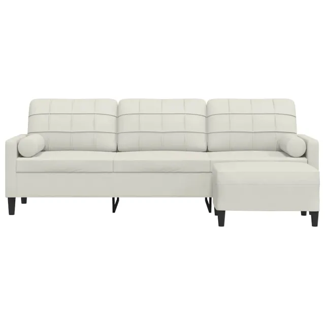 Canapé à 3 places avec repose-pieds Crème 210 cm Velours