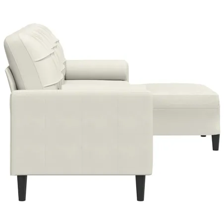 Canapé à 3 places avec repose-pieds Crème 210 cm Velours