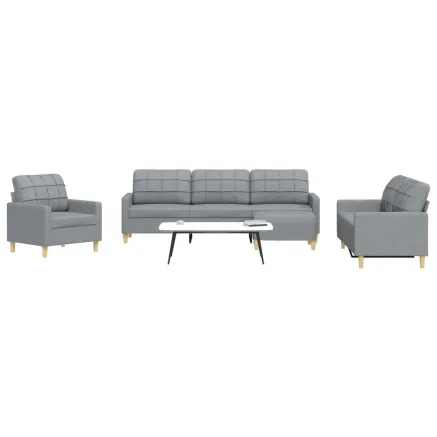 Ensemble de canapés 4 pcs avec repose-pied gris clair tissu