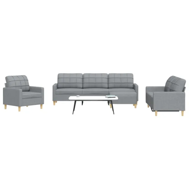 Ensemble de canapés 4 pcs avec repose-pied gris clair tissu
