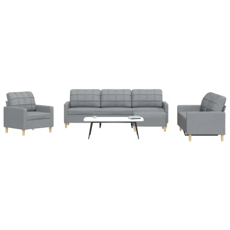 Ensemble de canapés 4 pcs avec repose-pied gris clair tissu