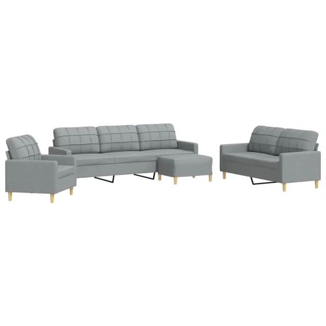 Ensemble de canapés 4 pcs avec repose-pied gris clair tissu