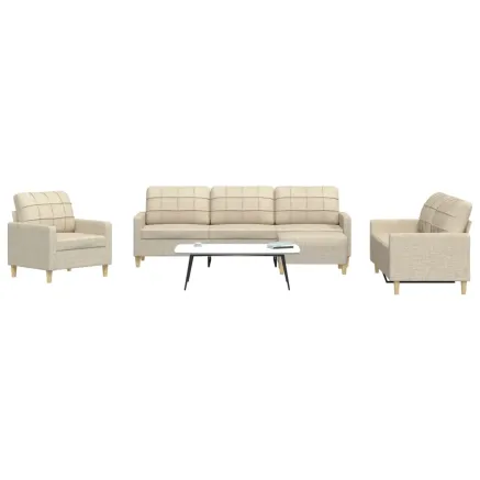 Ensemble de canapés 4 pcs avec repose-pied crème tissu