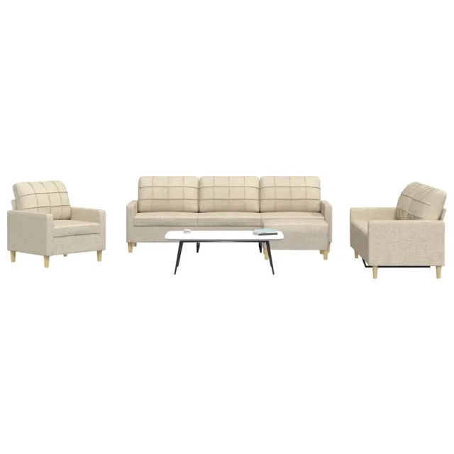 Ensemble de canapés 4 pcs avec repose-pied crème tissu