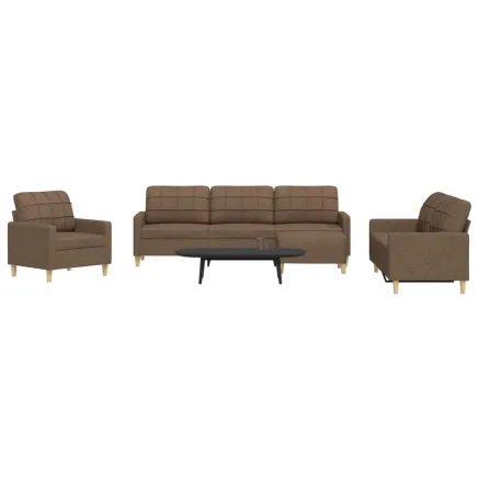 Ensemble de canapés 4 pcs avec repose-pied marron tissu